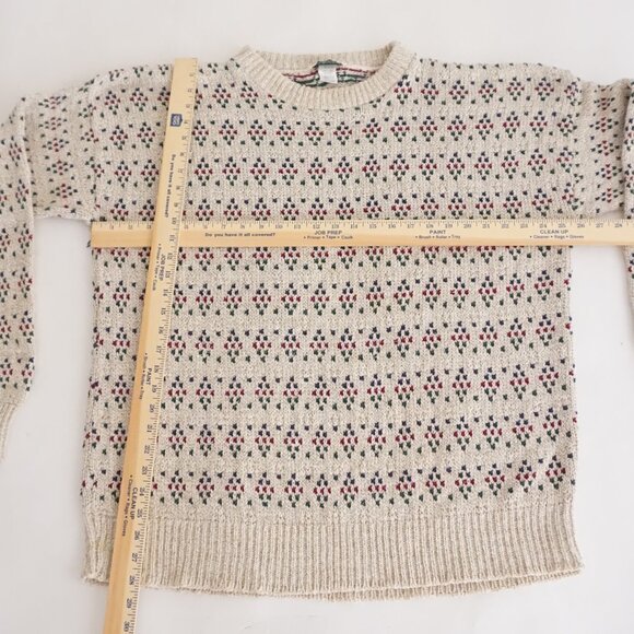 VTG Northwest Territory Ivory Cotton Knit Cabincore Retro Eclectic Sweater XL - Picture 3 of 11